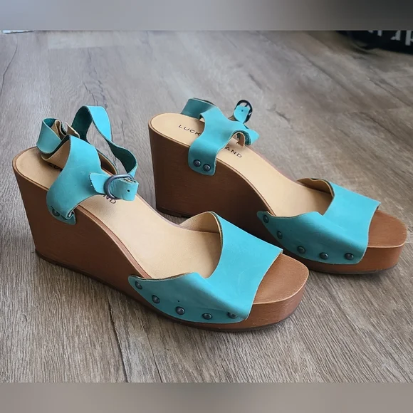 Lucky Brand Wedges Teal size 8 - Picture 4 of 16
